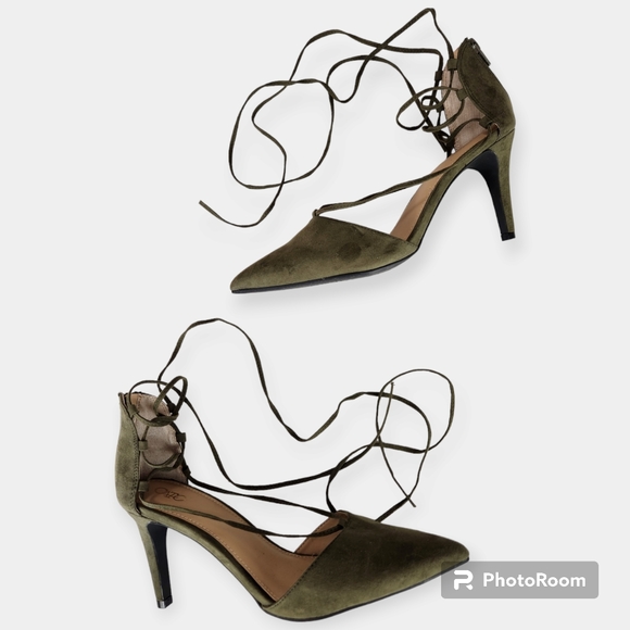 Cato Sage Green Lace-up Pointed Toe Career Heels Size 9M NWOT - Picture 4 of 11